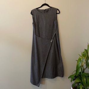 COS denim print apron sleeveless wrap dress